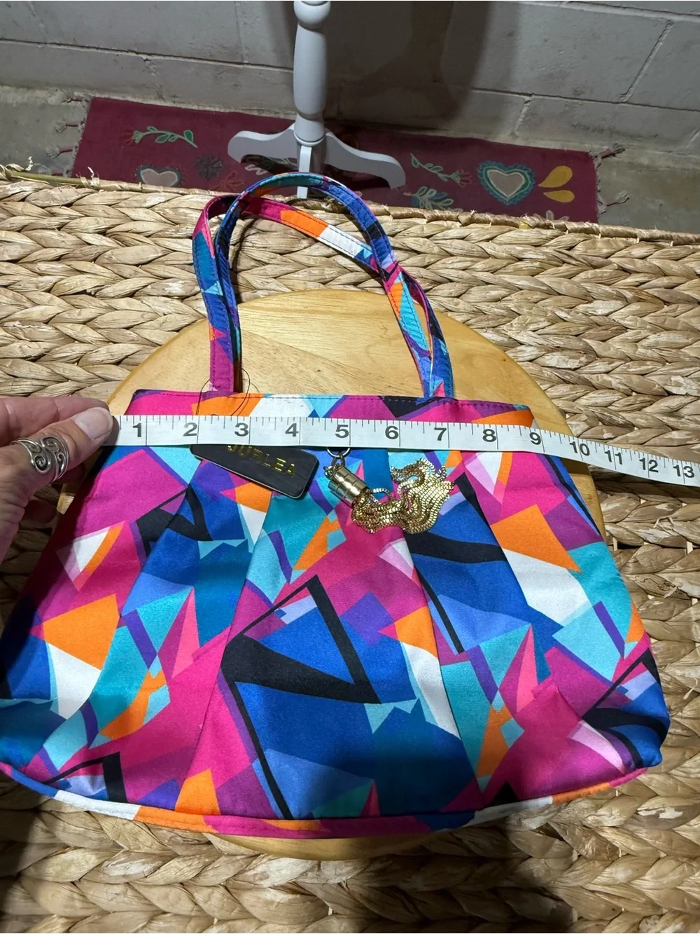 Multicolor Geometric Tote - Pink & Blue